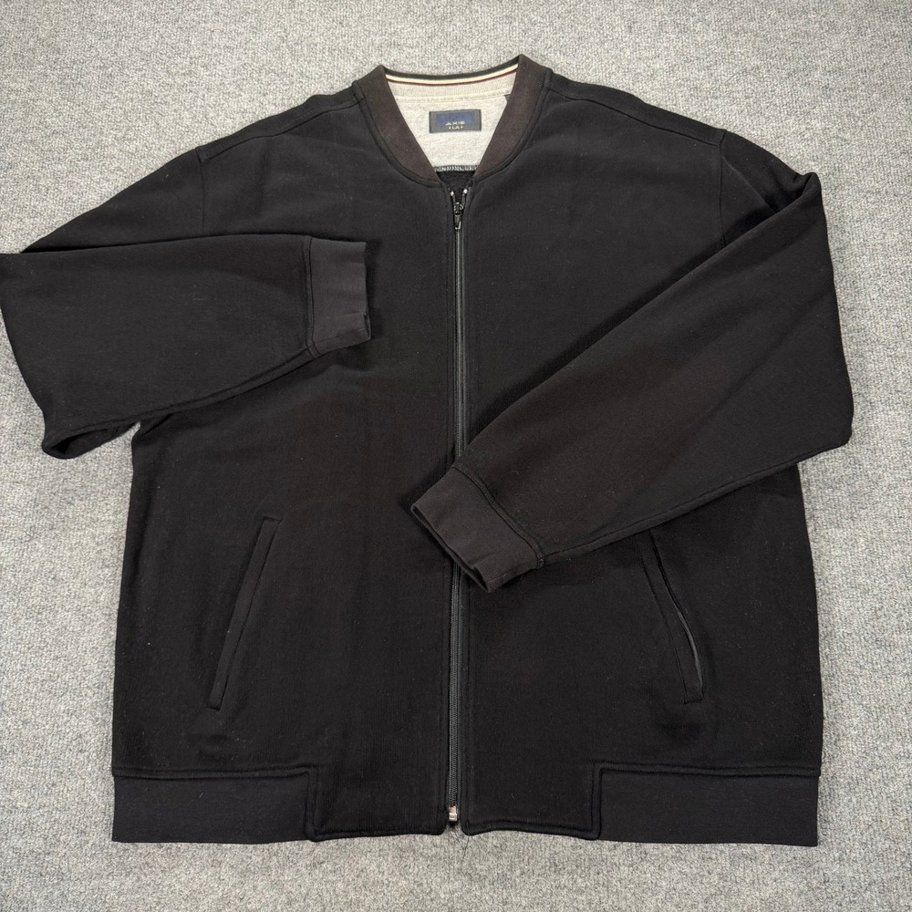 Axis LA Mens Full Zip Bomber Sweatshirt Black Cotton Fleece Jacket Large #4164